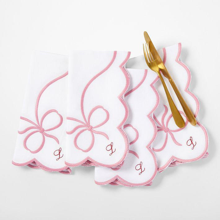 Embroidered Bow Dinner Napkins, Set of 4 | Mark and Graham