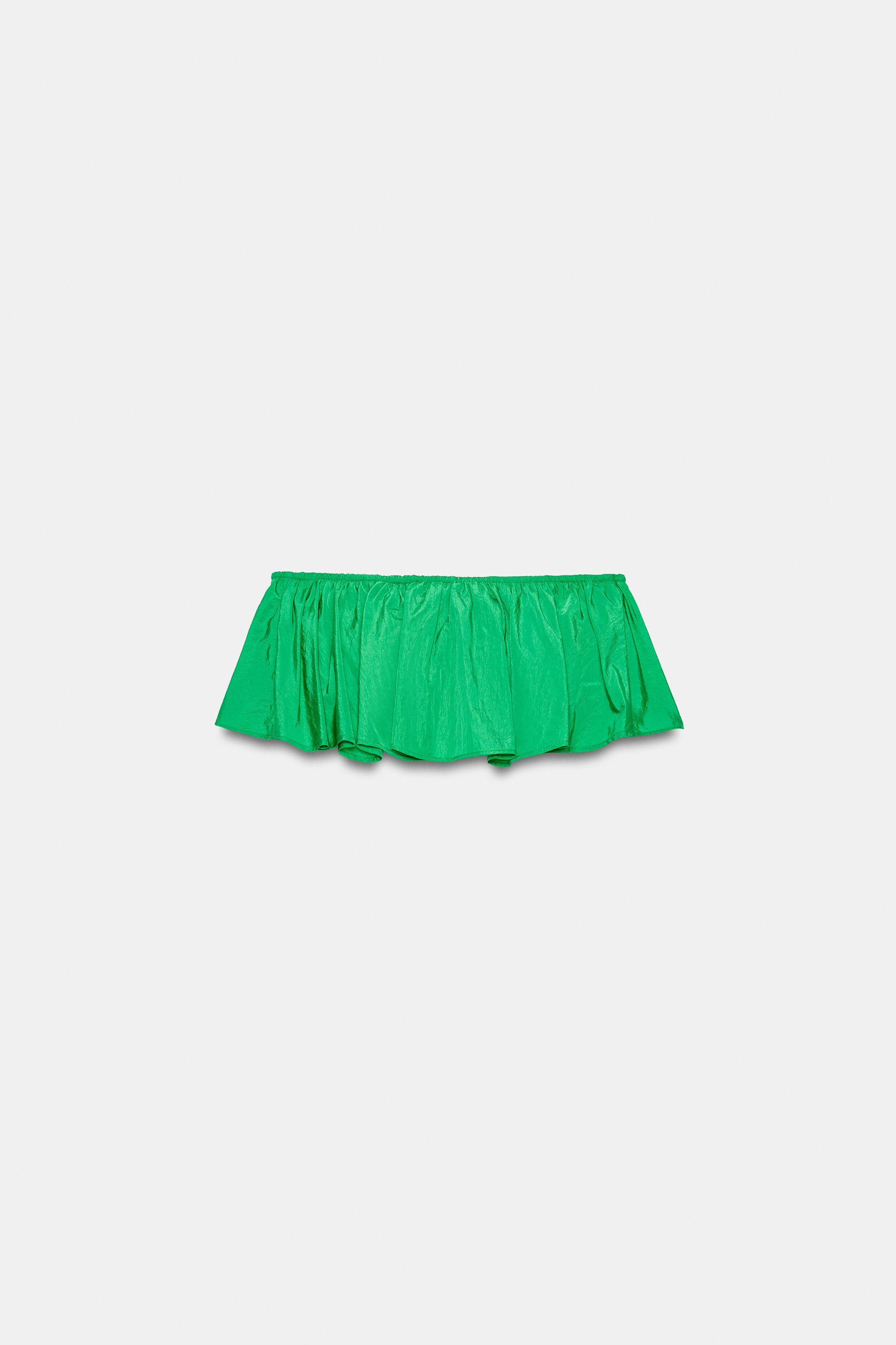 RUFFLED TAFFETA BANDEAU TOP | Zara US