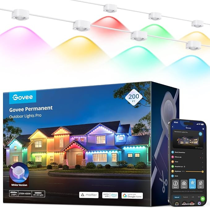 Govee Permanent Outdoor Lights Pro, 200ft with 120 RGBIC LED Lights for Daily and Accent Lighting... | Amazon (US)