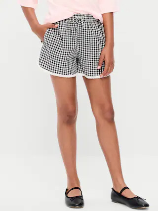Lace-Trim Poplin Boxer Shorts for Girls | Old Navy (US)