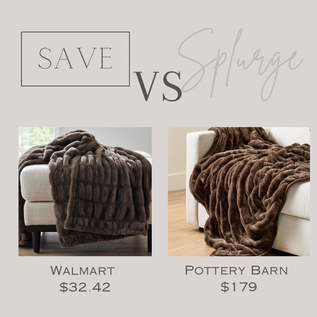 Save VS Splurge 

Faux fur throw blanket! I have the Walmart one in 2 colors and it’s our favorite blanket! We have had them for years now! It’s so soft and perfect for couch snuggles ☺️


Throw blanket, living room decor, cozy home, fall decor, fall decorating 


#walmart #potterybarn 

#LTKHome #LTKSeasonal #LTKFindsUnder50