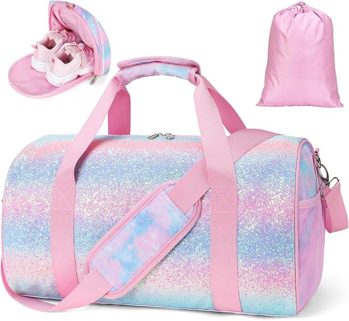 Kids Travel Duffle Bag - Weekender Bag for Girls 3-8 Year Olds | Dance Ballet Gym Overnight Bag w... | Amazon (US)