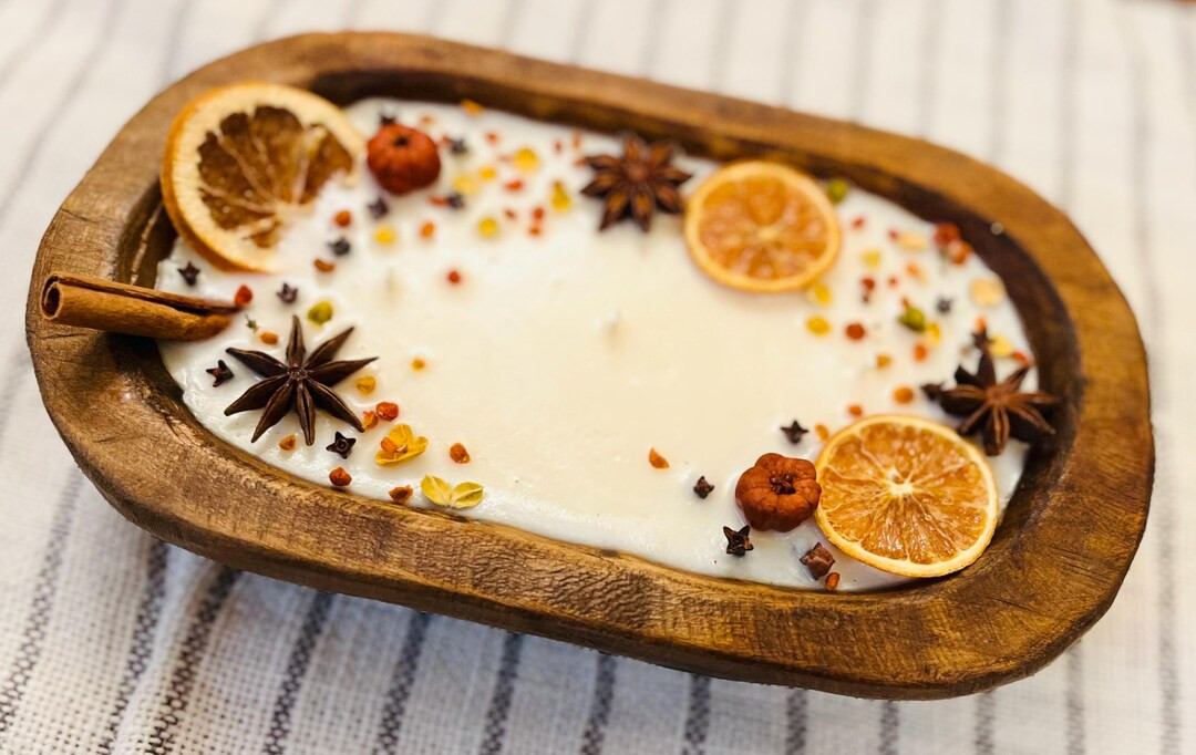 Fall Pumpkin Dough Bowl Soy Candle With Dried Fruit - Etsy | Etsy (US)