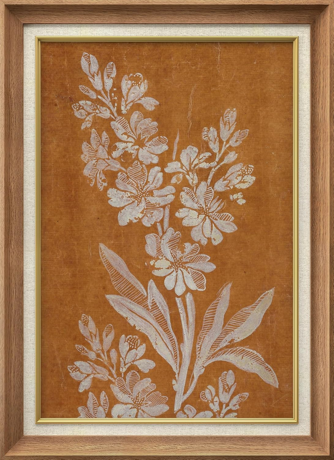 MUDECOR Premium Framed Wall Art Burnt Orange Wildflower Silhouette Nature Wilderness Illustration... | Amazon (US)