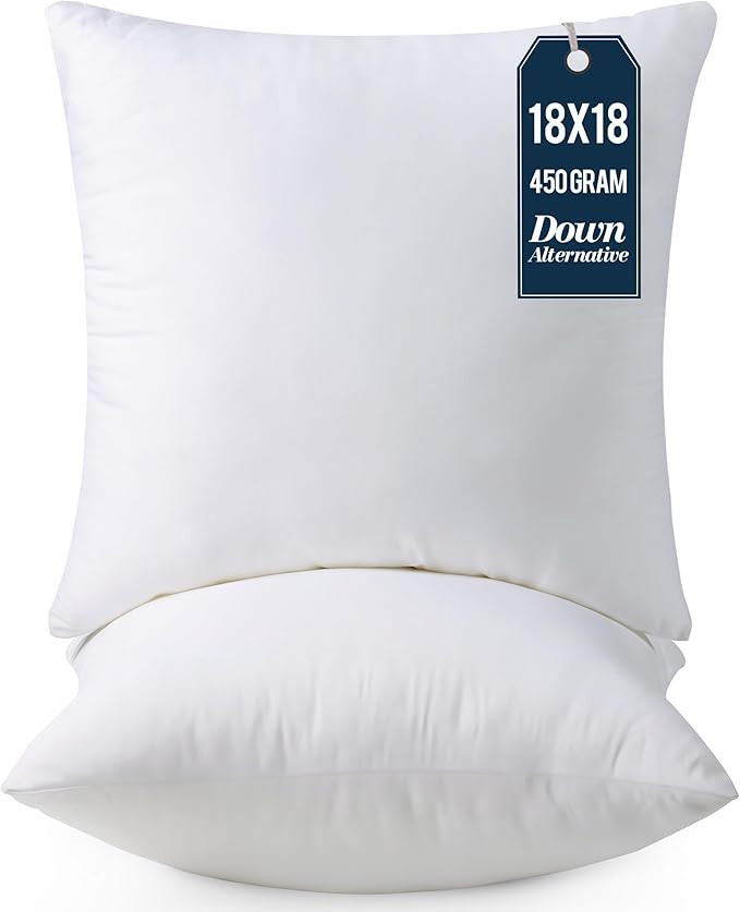 Utopia Bedding Throw Pillows Insert (Pack of 2, White) - 18 x 18 Inches Bed and Couch Pillows - I... | Amazon (US)