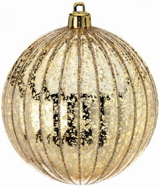 Regency International Mercury Ridged Stripe Ball Ornament, 4-Inch, Box of 4 (Champagne Gold) | Amazon (US)