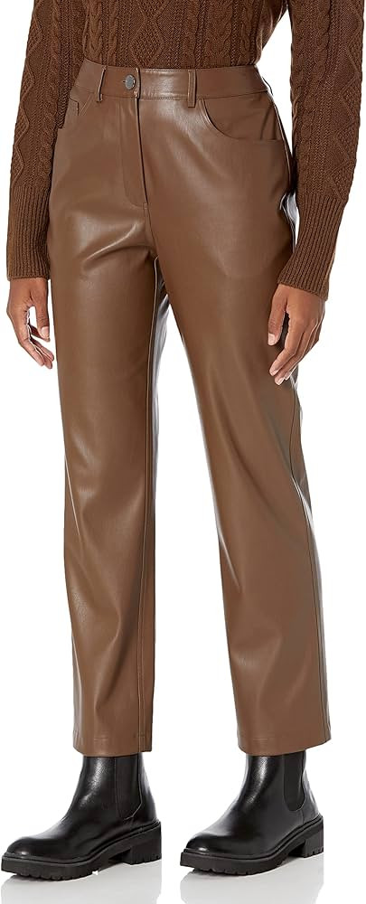 The Drop Women's Standard Jack Vegan Leather High Waisted Straight Leg Pant | Amazon (US)