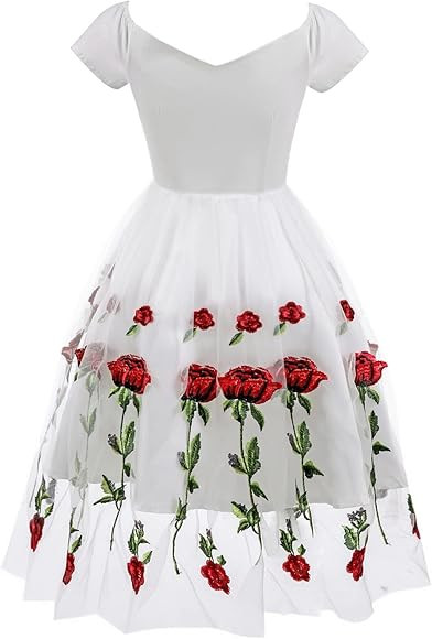 FunAloe Dresses for Women UK,1950s Dresses Women Clearance Mesh Dress Cd1609 Ladies Handmade Rose... | Amazon (UK)