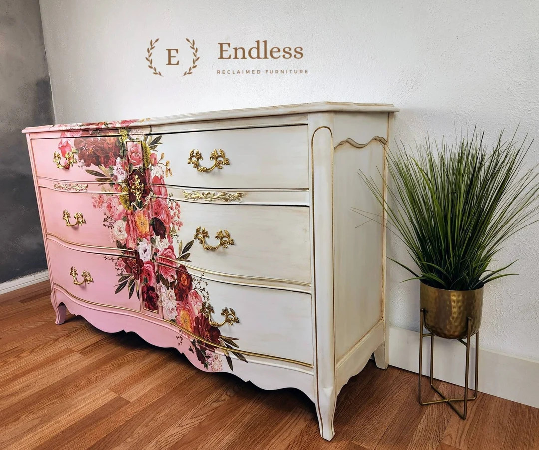 French Provincial Buffet Pink Dresser Hand Painted French - Etsy | Etsy (US)