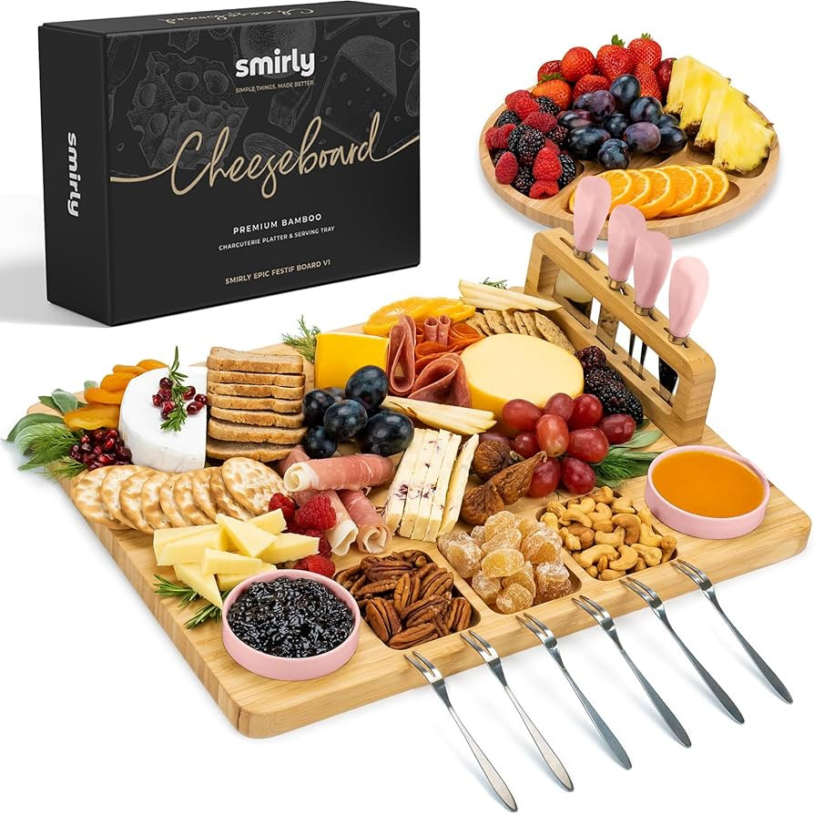 SMIRLY Charcuterie Boards Gift Set: Charcuterie Board Set, Bamboo Cheese Board Set - House Warmin... | Amazon (US)