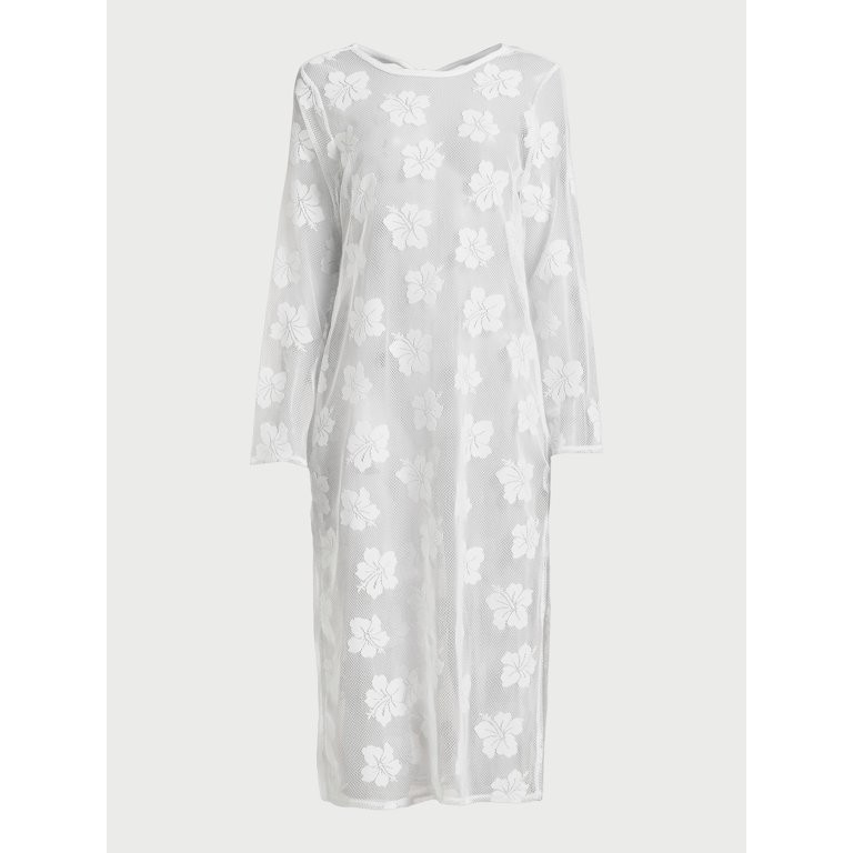 Time and Tru Women's Midi Mesh Dress Coverup, Sizes S-XL | Walmart (US)