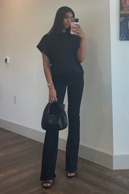 All black outfit for dinner! The perfect black flare jeans (so comfy) and this black muscle tee shirt with heels!🖤

#LTKSeasonal #LTKstyletip #LTKFind