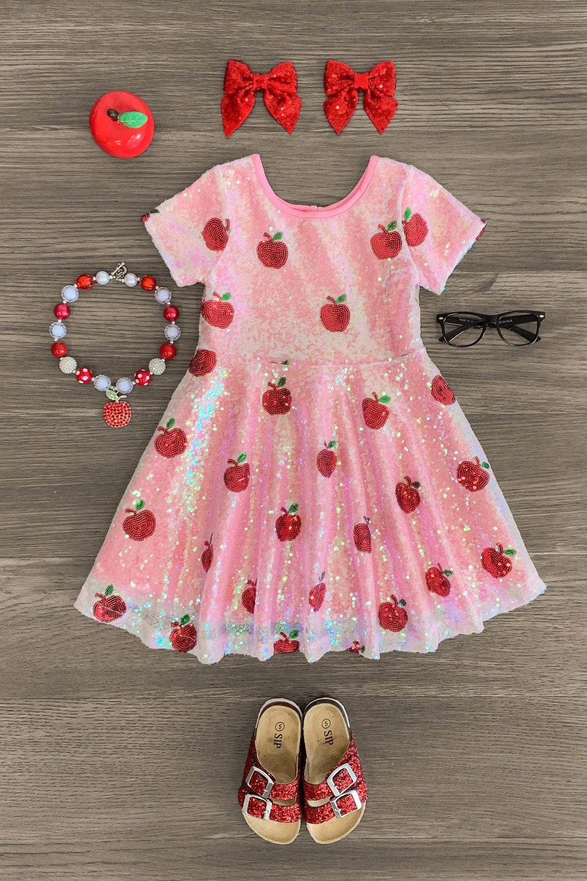 Pink Sequin Apple Dress | Sparkle In Pink
