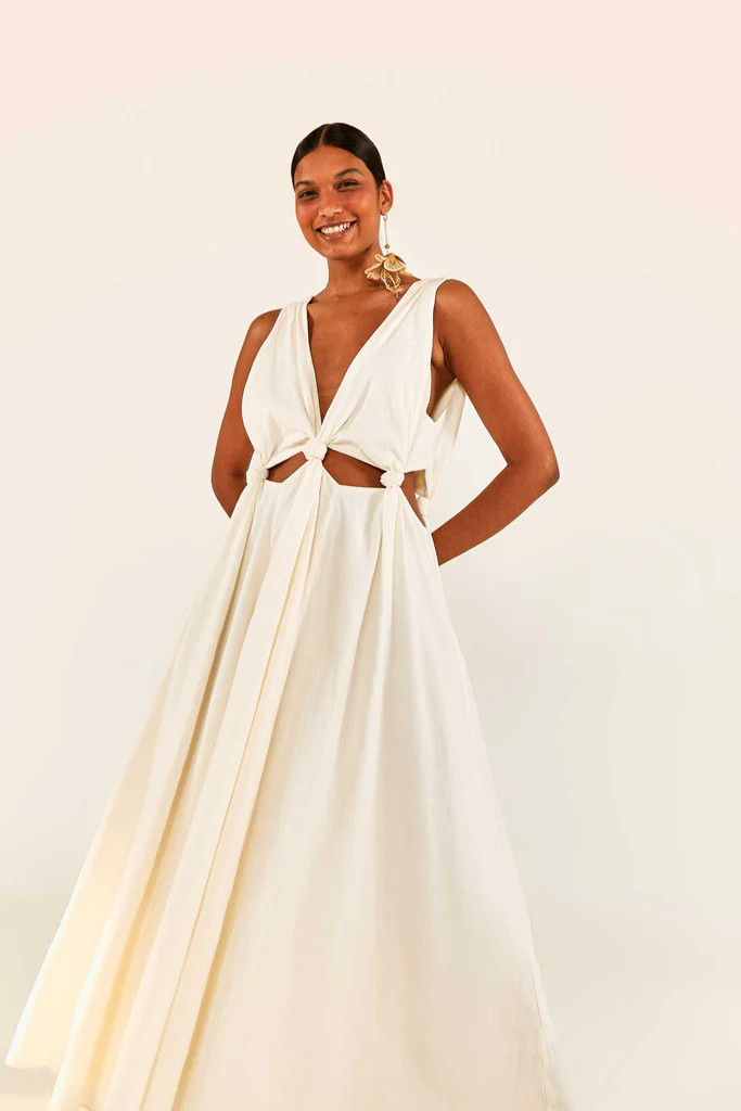 White Cut Out Midi Dress | FarmRio (US)