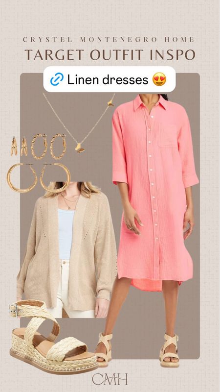 These Sandals and This linen dress from Target! Perfect for Spring or Summer. Fresh and lovely color. Pair it with this cardigan for a layered look outfit. 

#LTKover40 #LTKGiftGuide #LTKworkwear