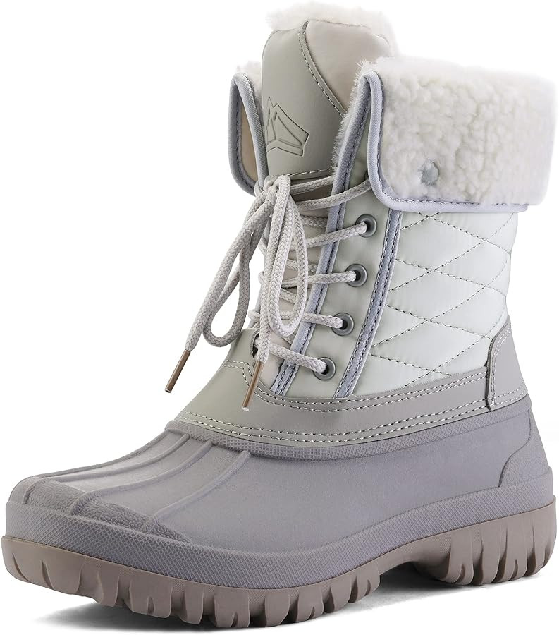 mysoft Women's Waterproof Snow Boots Insulated Warm, Lace-Up Winter Mid Calf Duck Boots for Outdo... | Amazon (US)