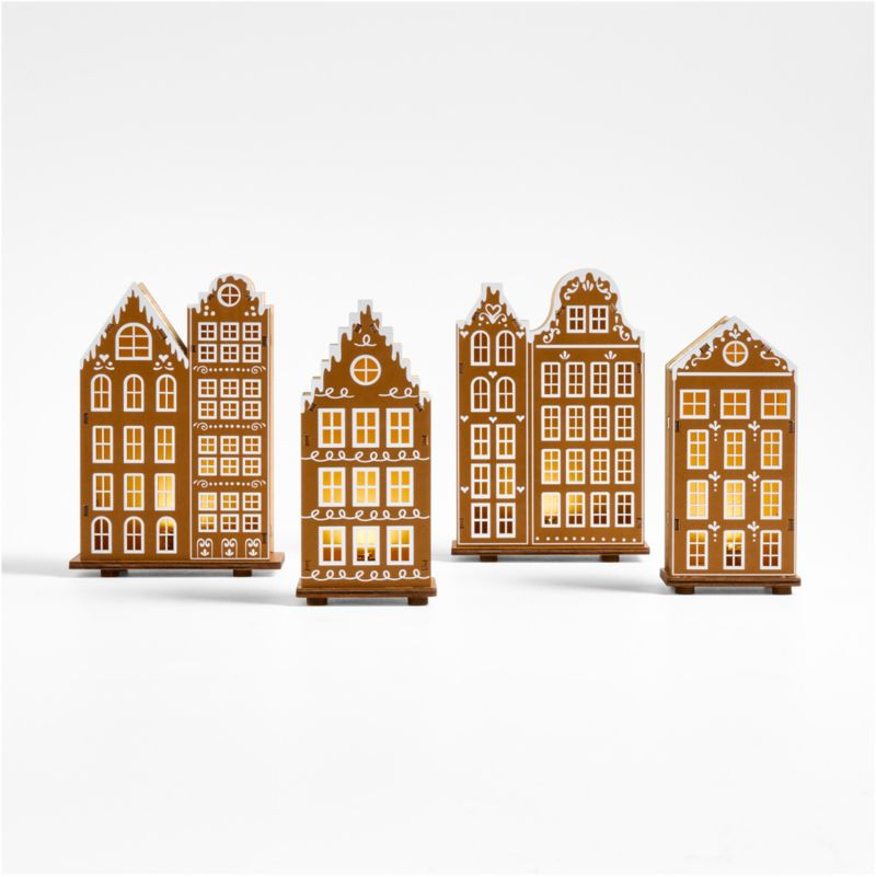 LED Gingerbread Holiday Village, Set of 4 + Reviews | Crate & Barrel | Crate & Barrel