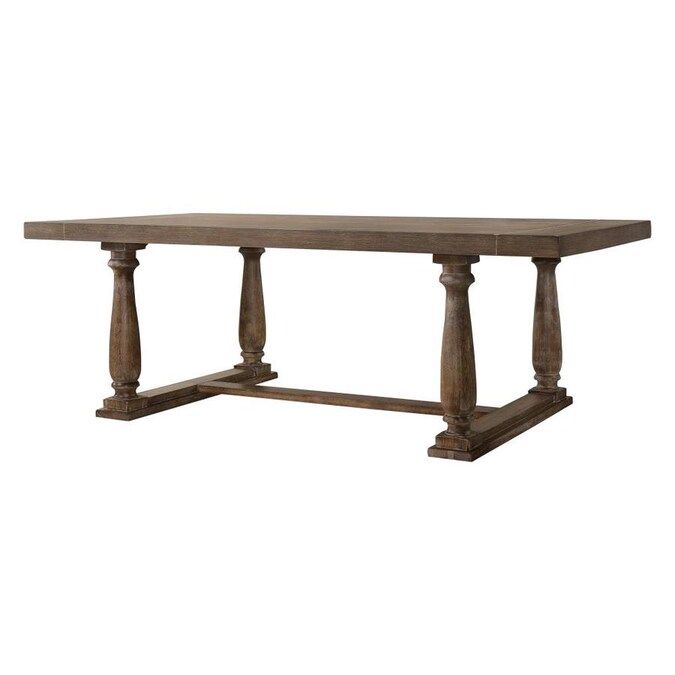 ACME FURNITURE Bernard Weathered Oak Dining Table, Wood with Wood Wood Base | Lowe's