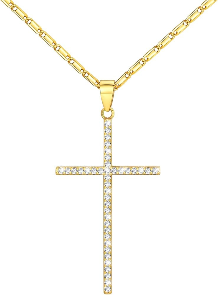 U7 Simple Cross Necklace for Men Women, Stainless Steel Silver Black Gold Latin Cross Pendant Nec... | Amazon (US)