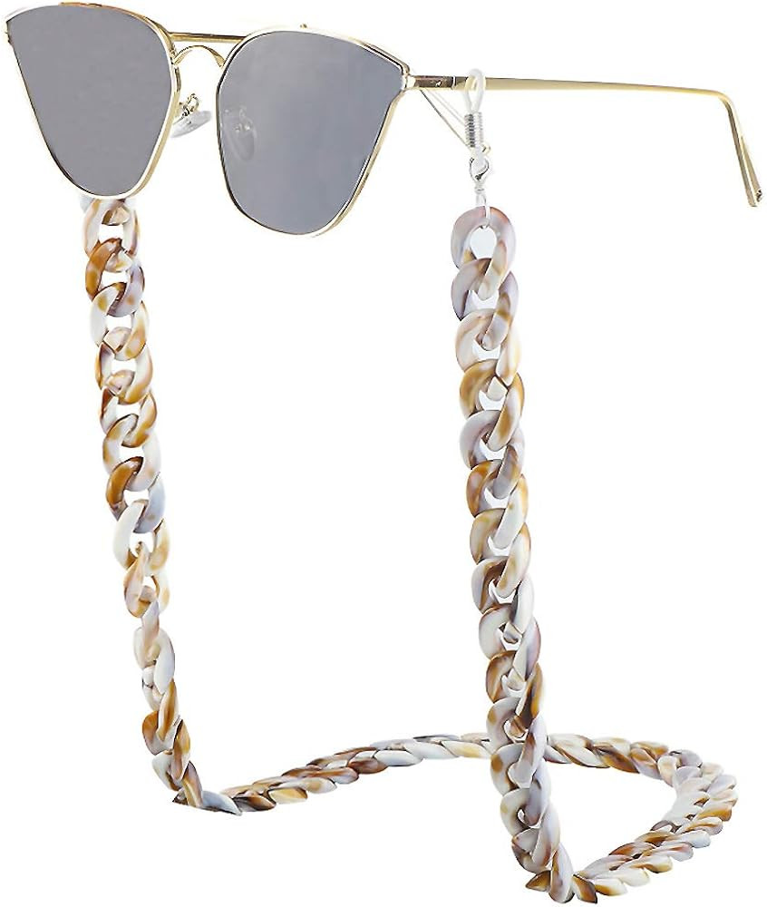LUNALUCE Elegant Natural Pearl Beads Acrylic Glasses Fashion Prop Holder Strap/Beach Sunglasses Fixe | Amazon (US)