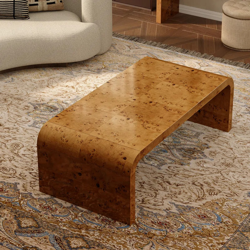 Shelmerdine 48" Burl Wood Coffee Table– Handcrafted Elegance with Sleek Curves | Wayfair North America