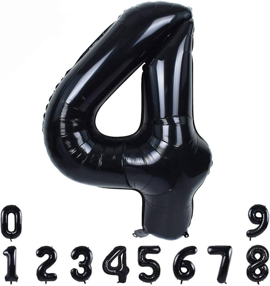 TONIFUL 40 Inch Black Large Numbers Balloons 0-9,Number 4 Digit Helium Balloons,Foil Mylar Big Nu... | Amazon (US)