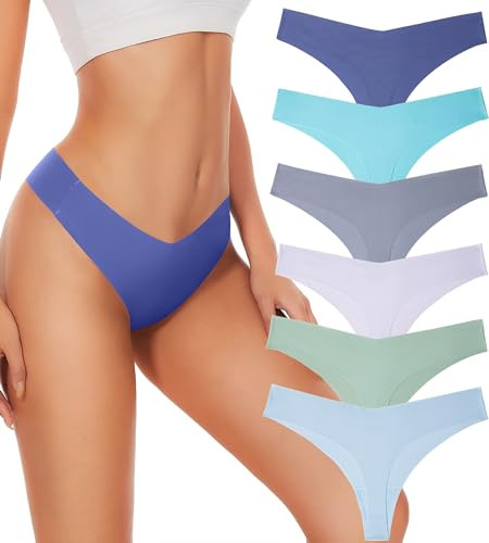 Amazon.com: Hellopopgo Seamless Thongs For Women V-waisted No Show Thong Seamless Panties Breatha... | Amazon (US)