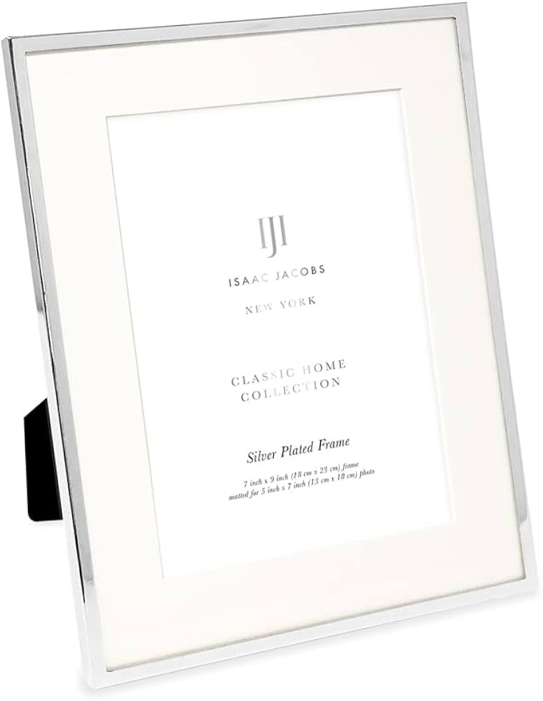 Isaac Jacobs 7x9 (Matted 5x7) Silver Metal Picture Frame, Classic Metal Photo Frame Made For Tabl... | Amazon (US)