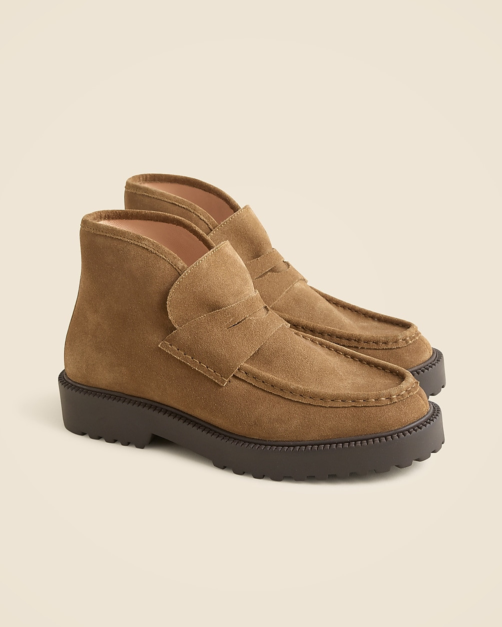 Lug-sole loafer boots in suede | J. Crew US