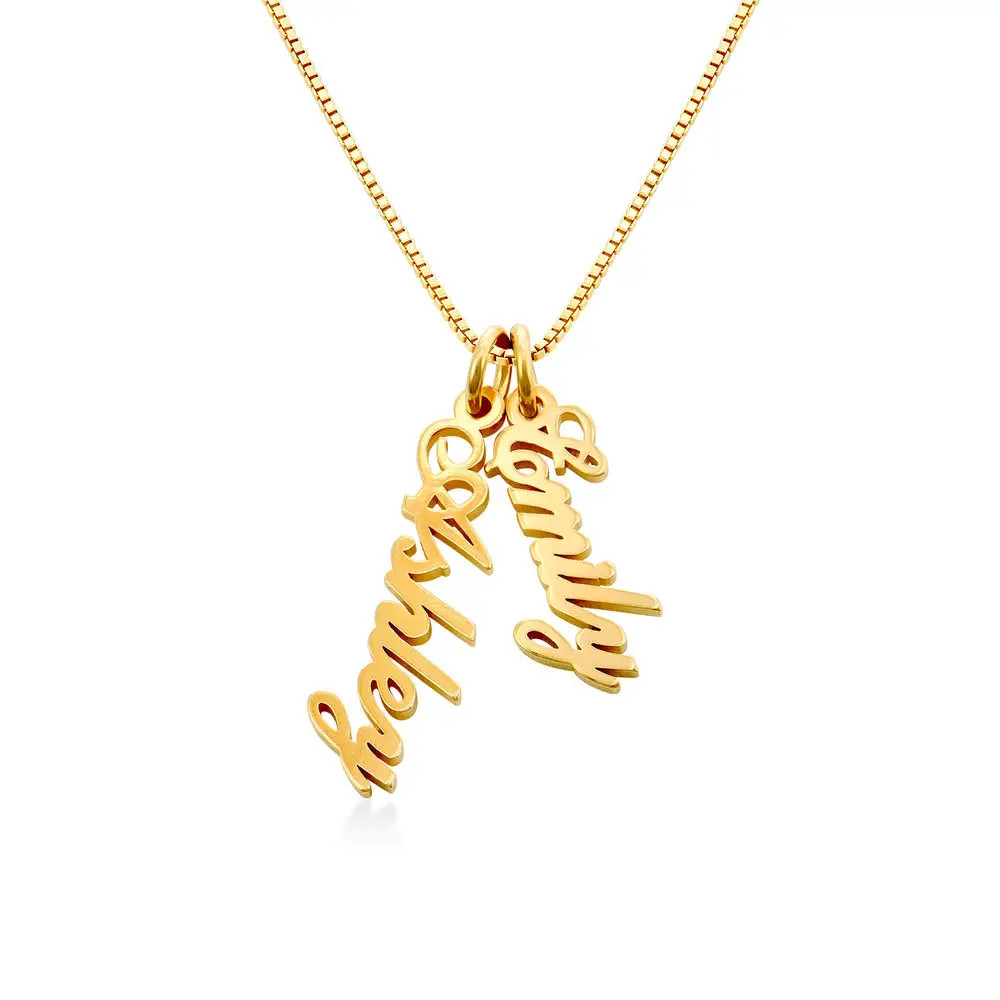 Vertical Name Pendant Necklace in Gold Vermeil | Theo Grace