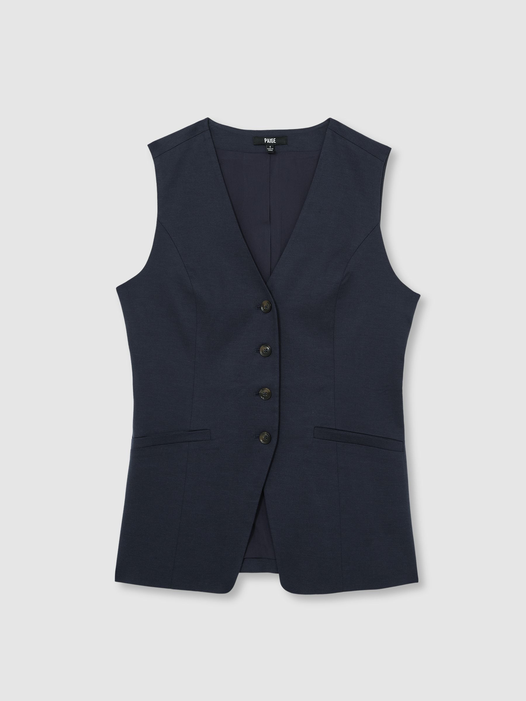 Reiss Paige Button-Through Vest in Dark Ink Blue | REISS | Reiss US