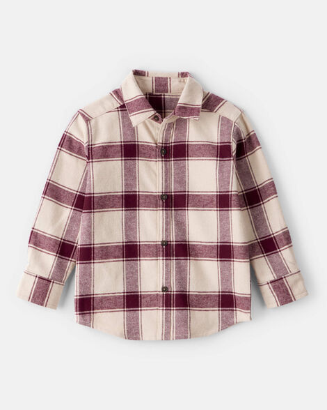 Toddler Boy Plaid Button-Down Shirt - Maroon/Cream | Carter's Inc