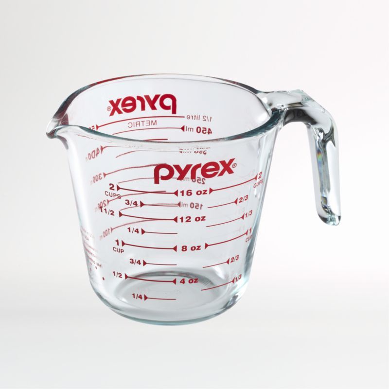 Pyrex 2-Cup Glass Measuring Cup with Red Lettering + Reviews | Crate & Barrel | Crate & Barrel