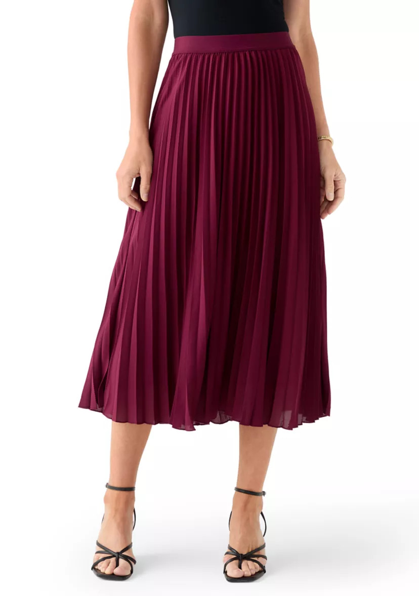 Women's Pull On Pleated Midi Skirt | Belk