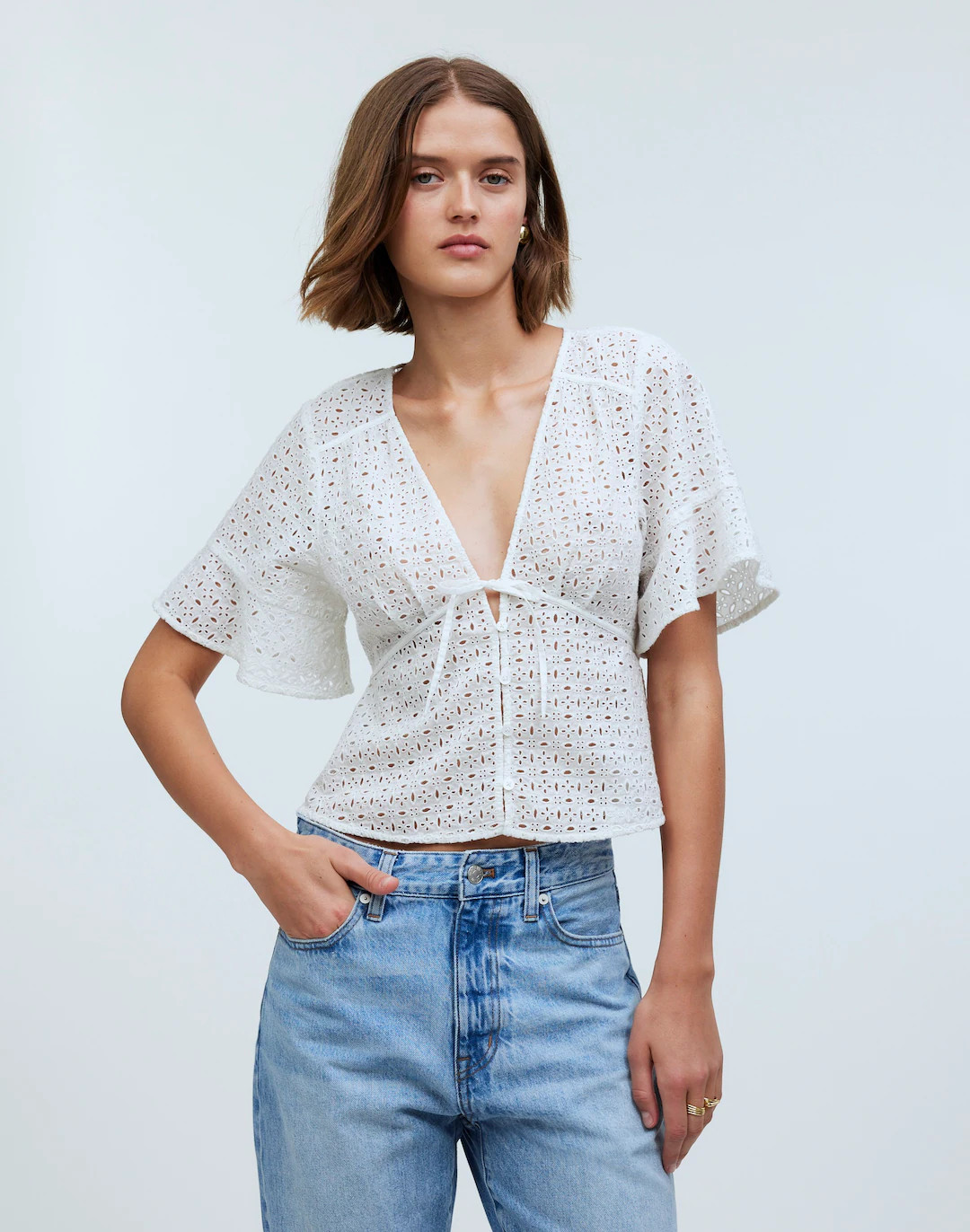 Tie-Front Top in Eyelet | Madewell
