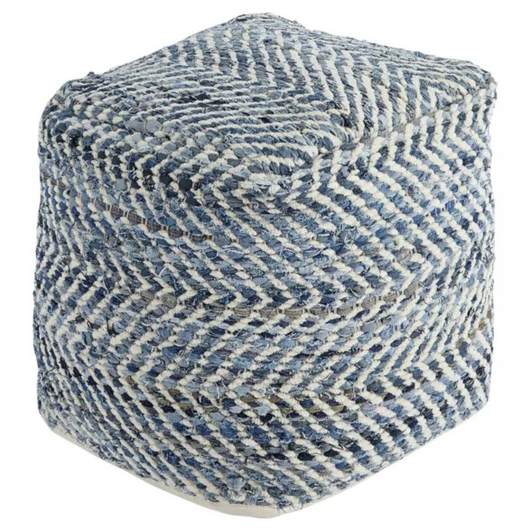 Chevron Pouf Blue - Signature Design by Ashley | Target