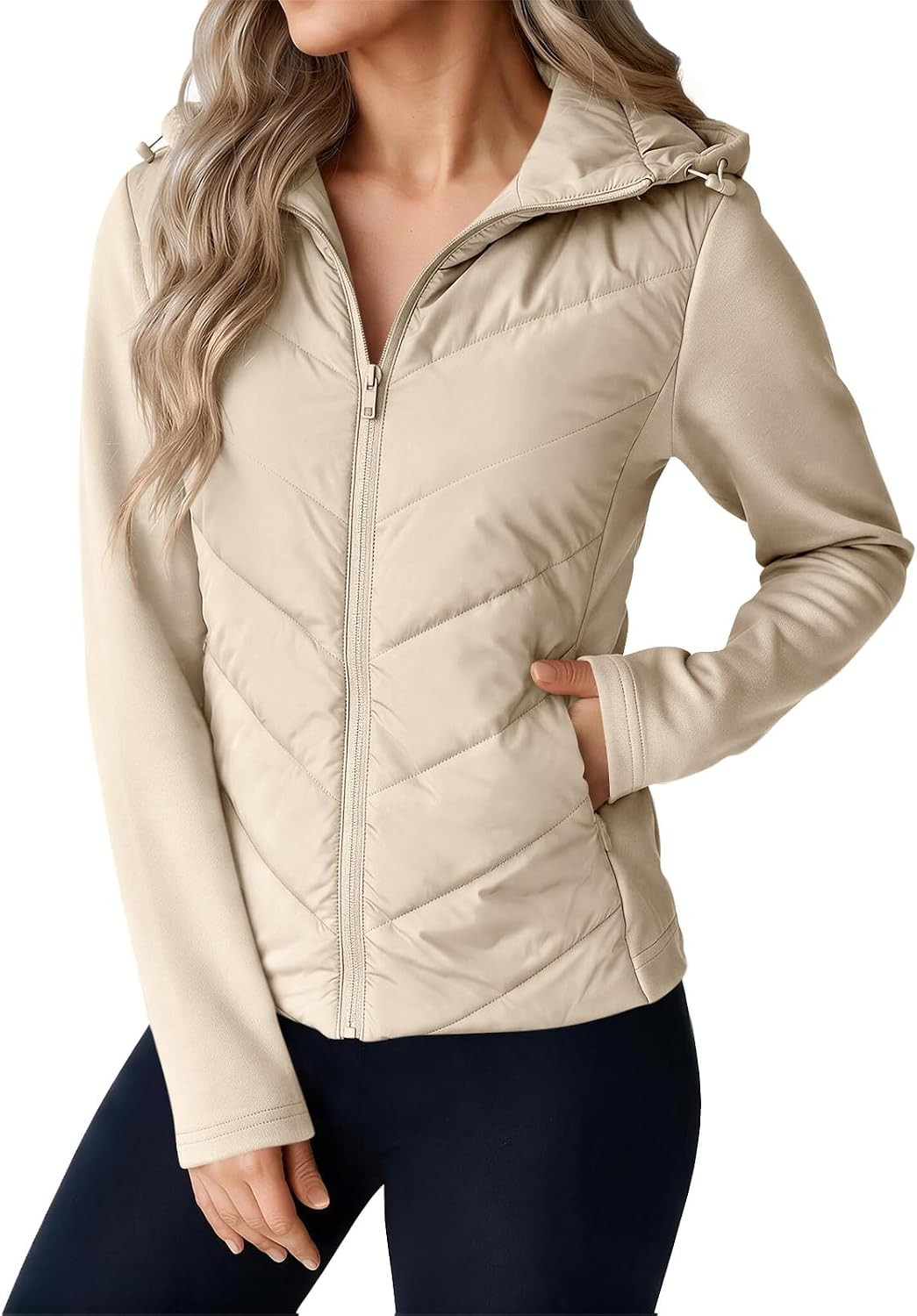 Tankaneo Womens Quilted Puffer Jacket Hooded Patchwork Fall Winter Coat | Amazon (US)