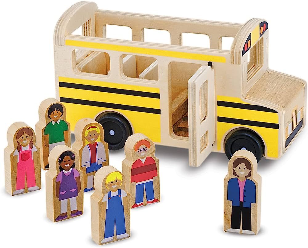 Melissa & Doug School Bus Wooden Play Set With 7 Figures - School Bus Toddler Toy For Pretend Pla... | Amazon (US)
