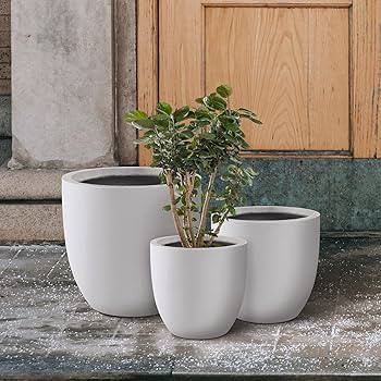 Kante 18",14",10" Dia Concrete Round Planters (Set of 3), Outdoor Indoor Large Planter Pots with ... | Amazon (US)