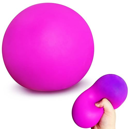 Giant Stress Balls Squishy Toys for Adults and Kids Prizes, 4-inch Jumbo Squeeze Dough Ball, Goodie Bag Stuffers, Stretchy Stress Ball for Anxiety, Autism | Purple Color Changing Stress Balls | Amazon (US)
