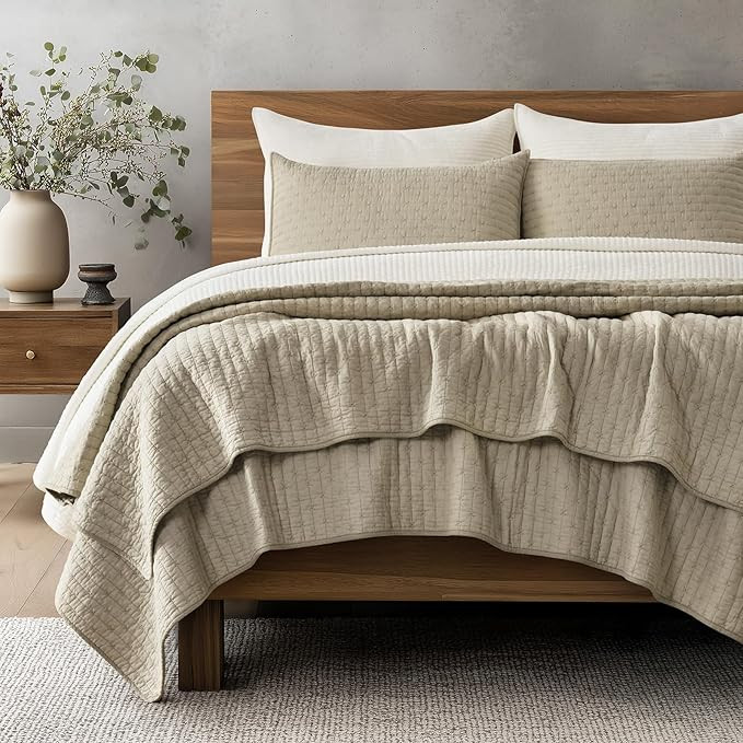 EVERGRACE Cross Stitch Pre-Washed Cotton Quilt Bedding Set King Size, Oversized 3 Pieces Lightwei... | Amazon (US)