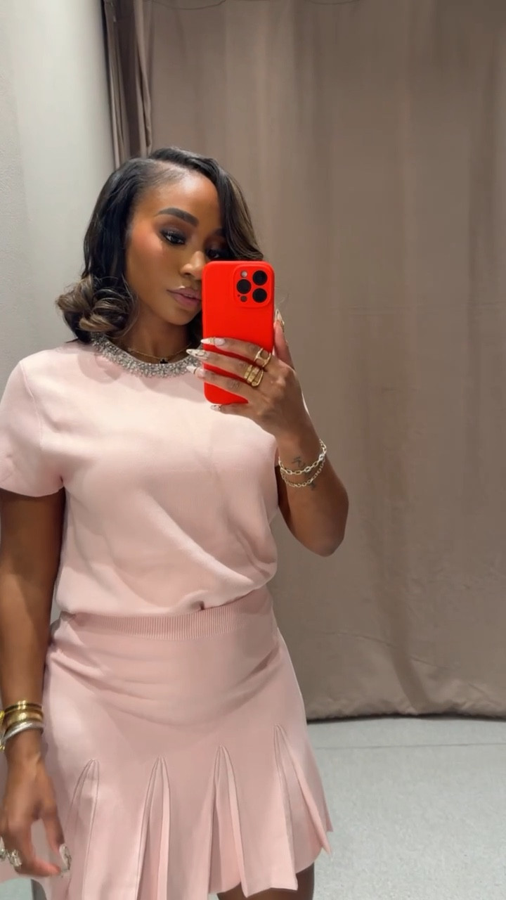 spring outfits 2026! Jewel beaded top with matching pleated skirt! 

#LTKootd #LTKMidsize