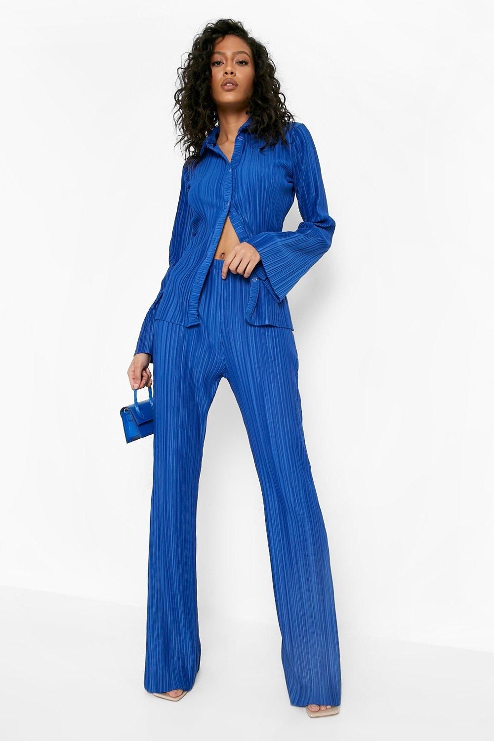 Tall Plisse Flare Trousers | Boohoo.com (UK & IE)