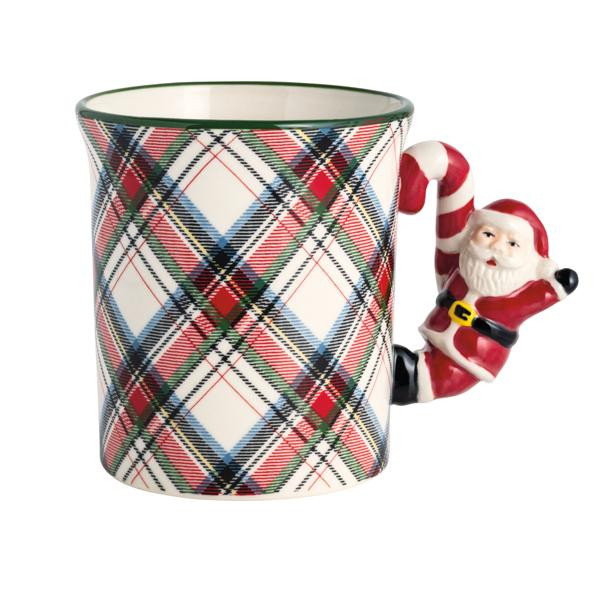 Santa Handle Tartan Mug | Mud Pie