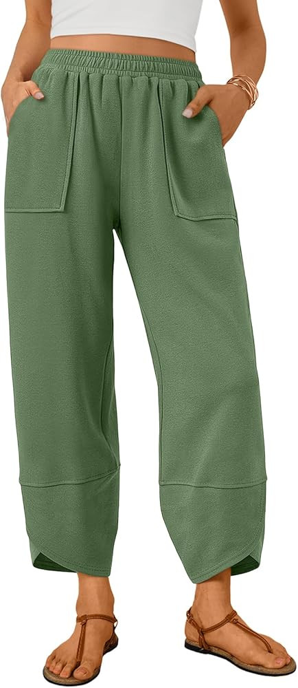 Trendy Queen Women's Wide Leg Pants, Soft Cotton Blend with Pockets for Casual Summer Black XL at... | Amazon (US)