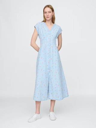 Pleated Denim Maxi Dress | Gap (US)