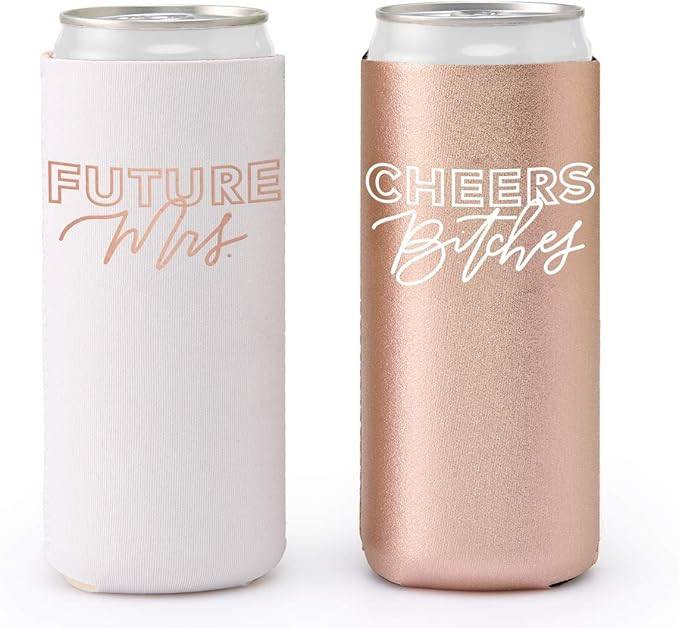 xo, Fetti Bachelorette Party Cheers and Future Mrs Slim Can Cooler - White + Rose Gold, 10 Ct | D... | Amazon (US)