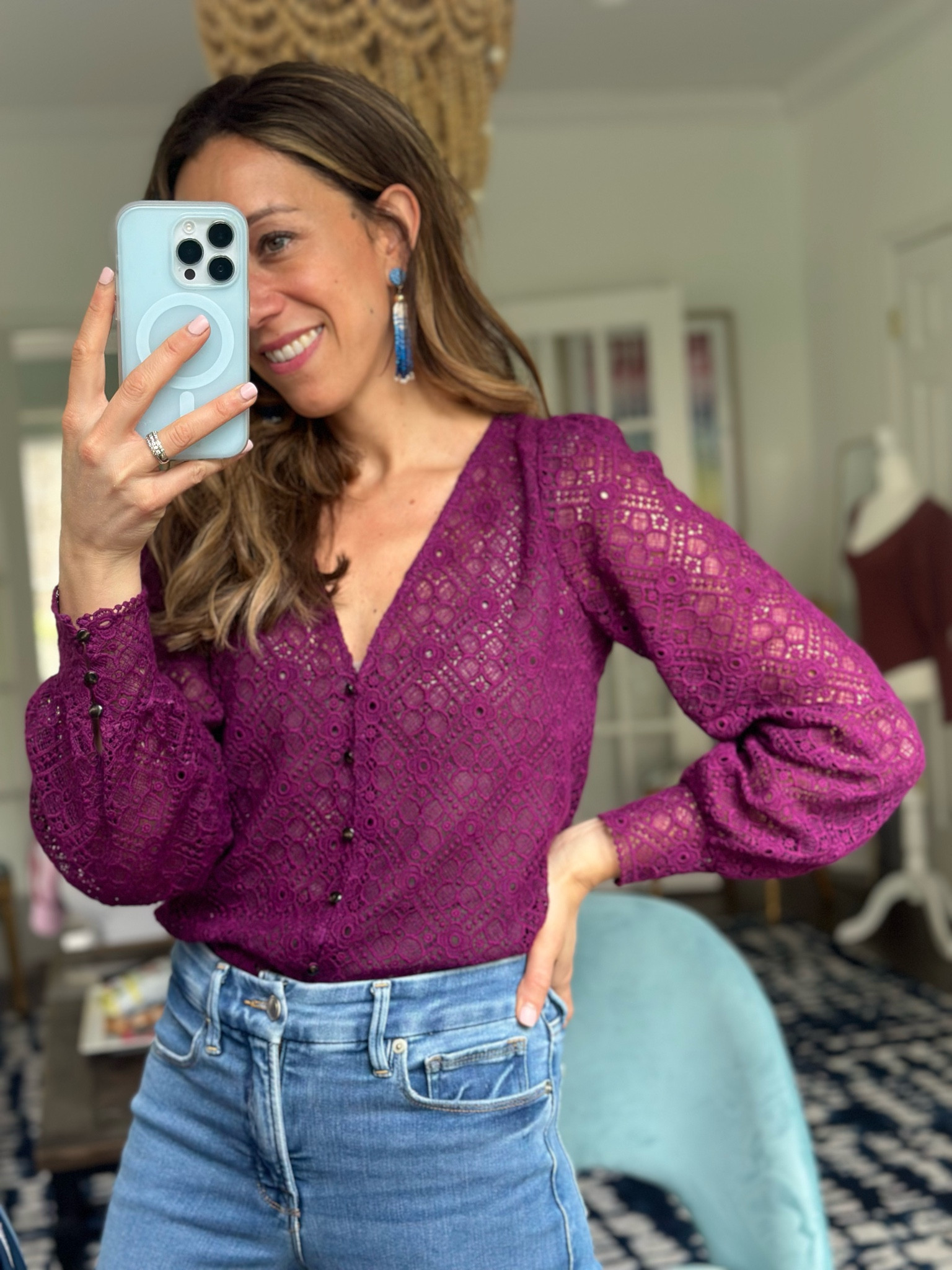 Gorgeous plum amethyst lace top 
Date night shirt 


#LTKSeasonal #LTKstyletip