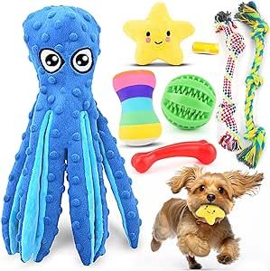 Puppy Toys 8 Pack for Small Dogs, Luxury Christmas Dog Chew Toys with Squeaky Plush Toys, Rope To... | Amazon (US)
