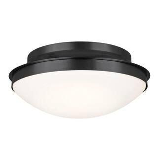 Bretta 17.75 in. 3-Light Black Traditional Hallway Flush Mount Ceiling Light with Satin Etched Gl... | The Home Depot